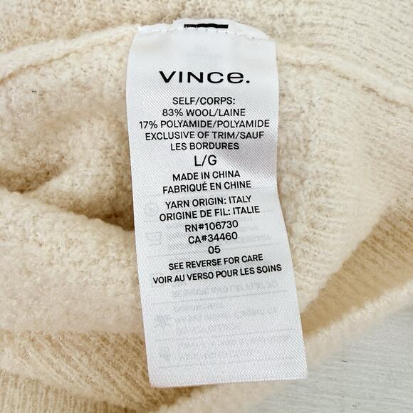 NWT Vince Womens L Wool Blend Sweater Ivory Crew Neck Textured Knit Lightweight - Picture 11 of 16